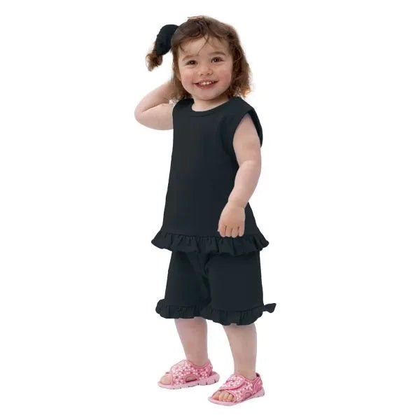 Black Ruffle Hem Shorts - Petite & Sassy Designs