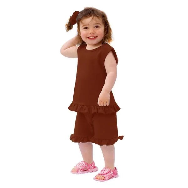 Brown Ruffle Hem Shorts - Petite & Sassy Designs