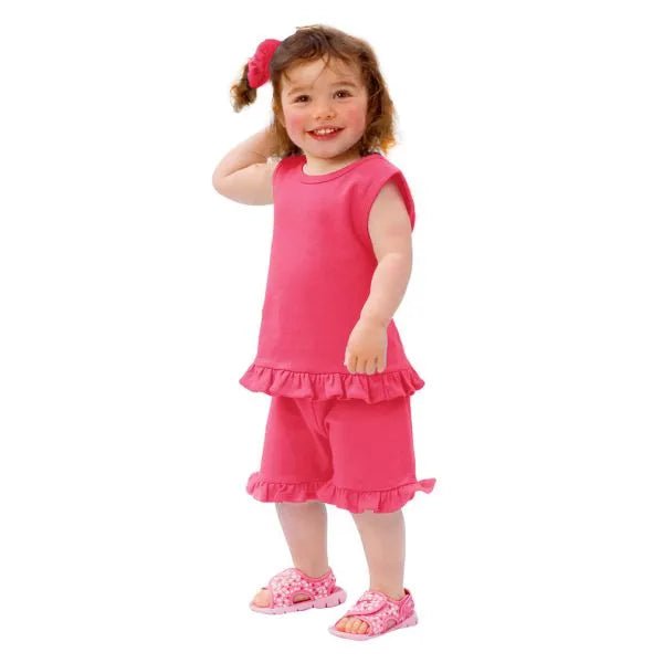 Hot Pink Ruffle Hem Shorts - Petite & Sassy Designs