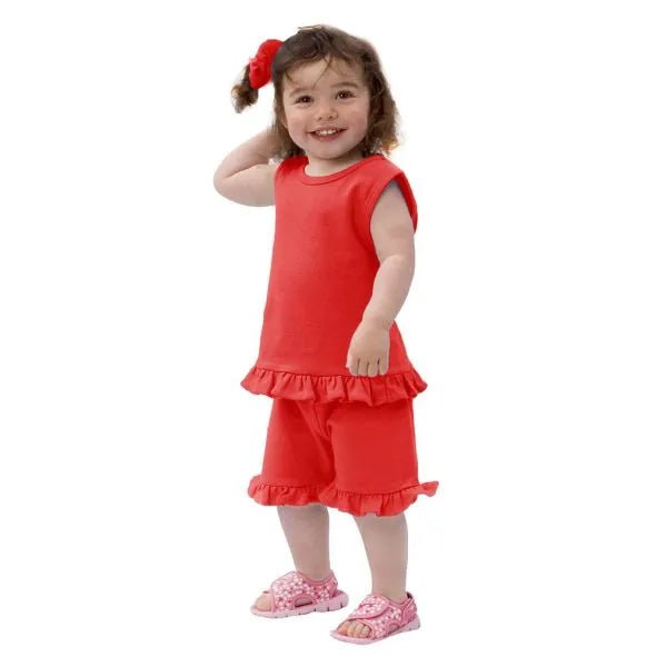 Red Ruffle Hem Shorts - Petite & Sassy Designs