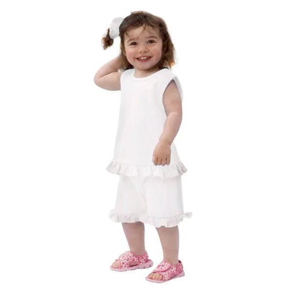 White Ruffle Hem Shorts - Petite & Sassy Designs