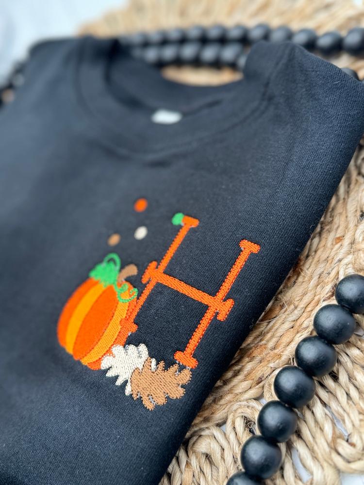 Pumpkin Monogram Sweatshirt - Petite & Sassy Designs