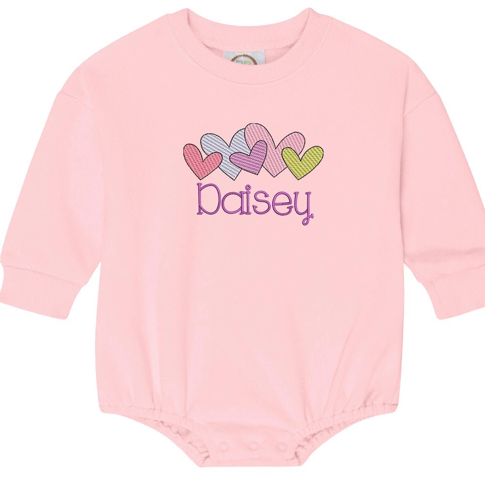 Embroidered Hearts Personalized Sweatshirt Bubble - Petite & Sassy Designs