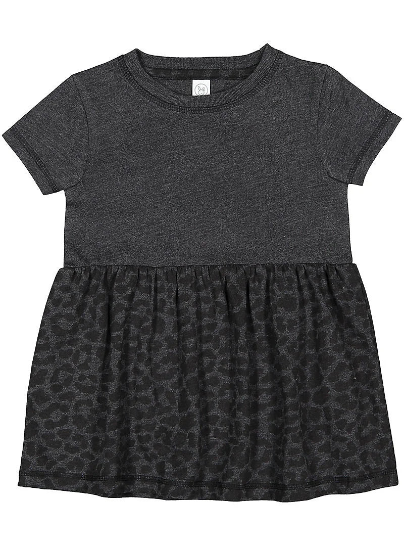 Girls Fine Jersey Dress in Vintage Smoke/Black Leopard