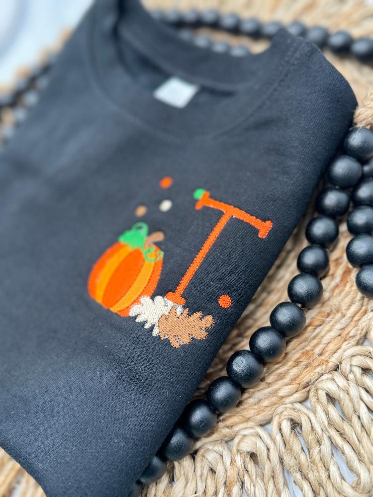 Pumpkin Monogram Sweatshirt - Petite & Sassy Designs