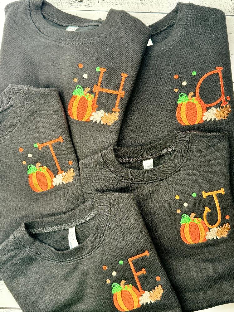 Pumpkin Monogram Sweatshirt - Petite & Sassy Designs