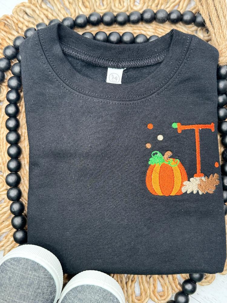 Pumpkin Monogram Sweatshirt - Petite & Sassy Designs