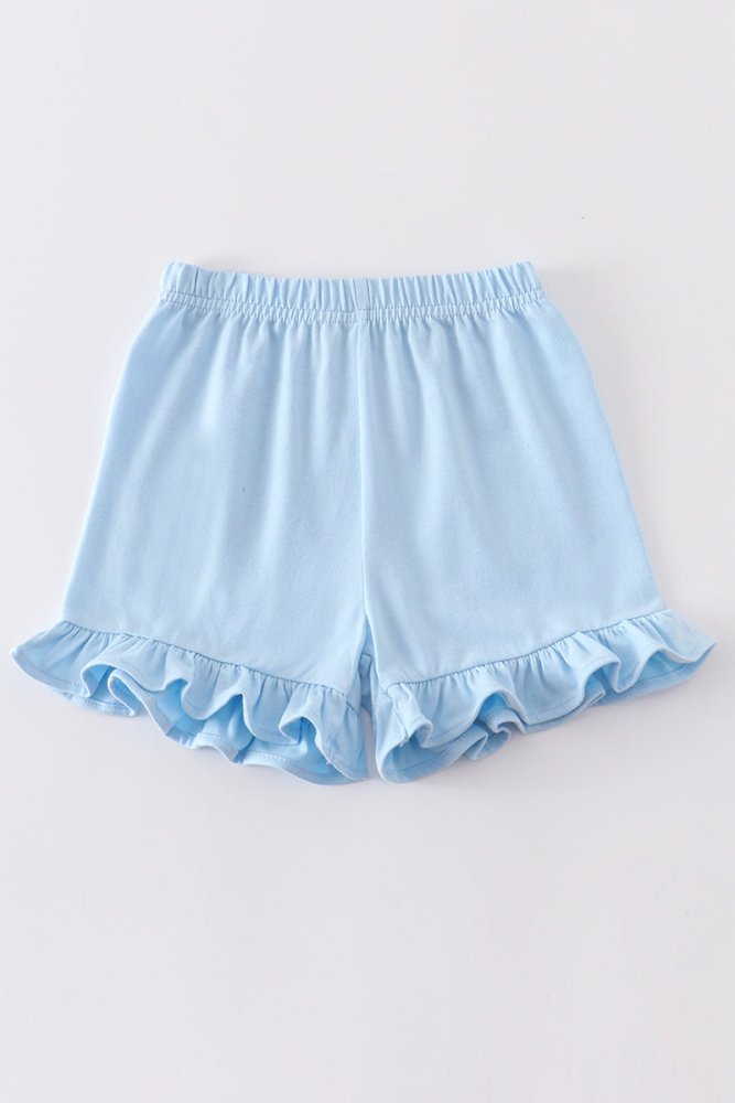 Light Blue Ruffle Hem Shorts - Petite & Sassy Designs