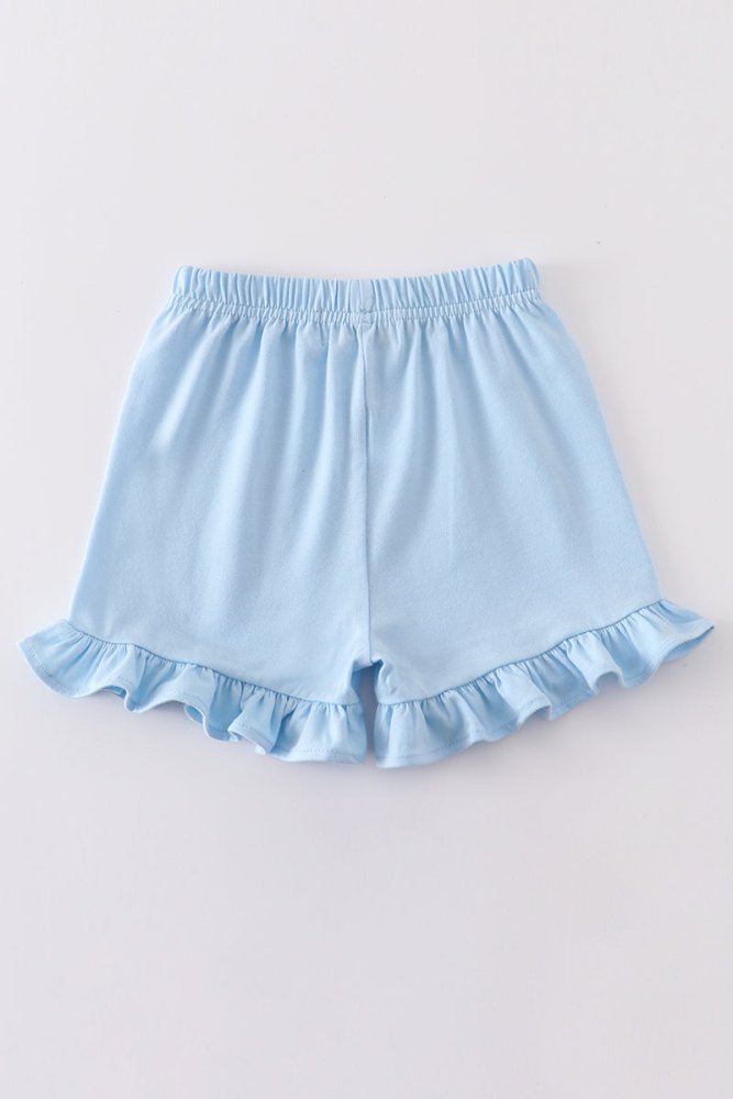 Light Blue Ruffle Hem Shorts - Petite & Sassy Designs
