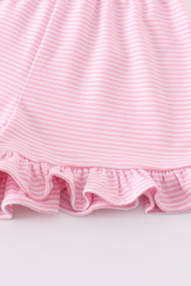Pink & White Stripe Ruffle Hem Shorts - Petite & Sassy Designs