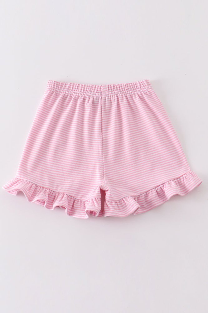 Pink & White Stripe Ruffle Hem Shorts - Petite & Sassy Designs