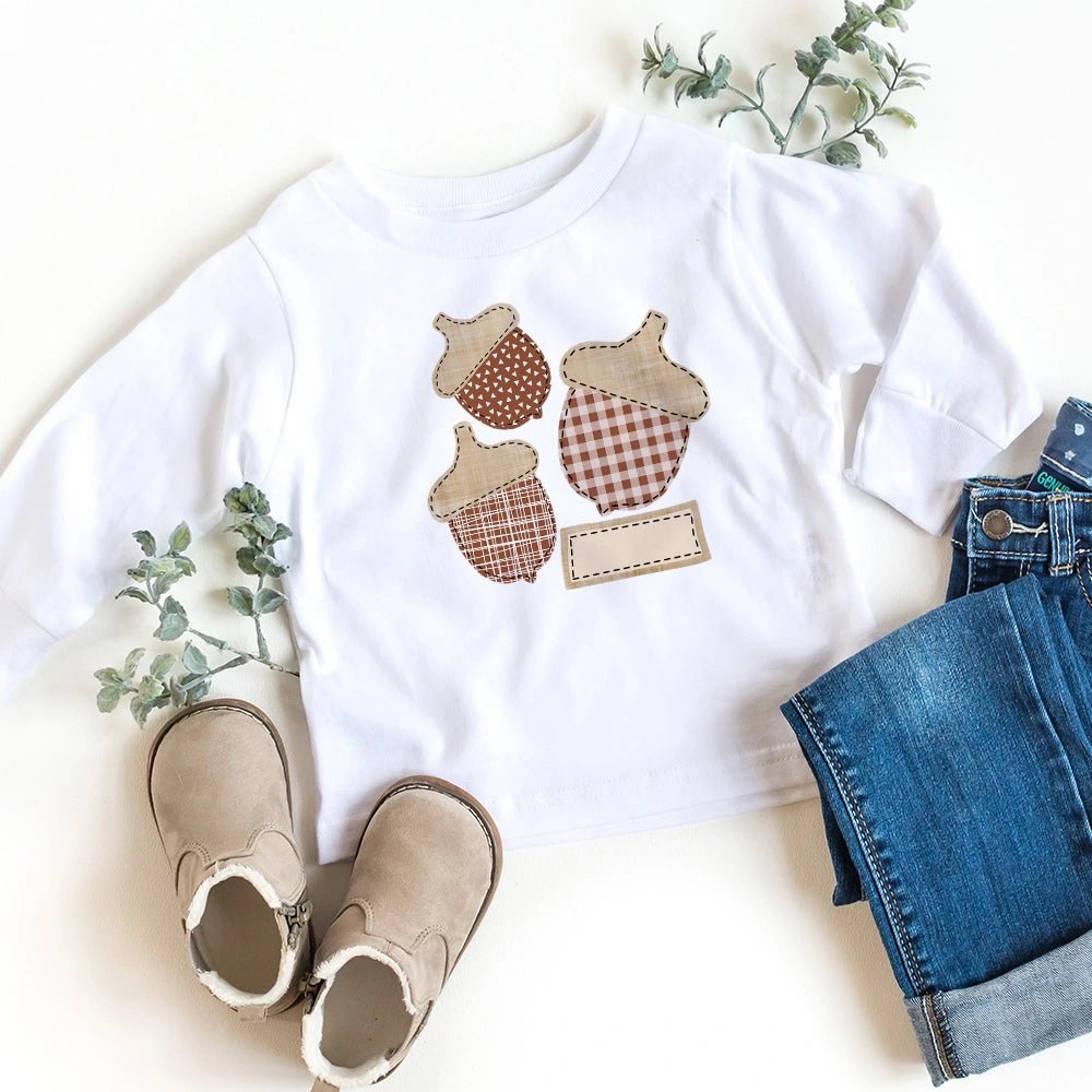 Tri Patterned Acorn Long Sleeve Shirt - Petite & Sassy Designs