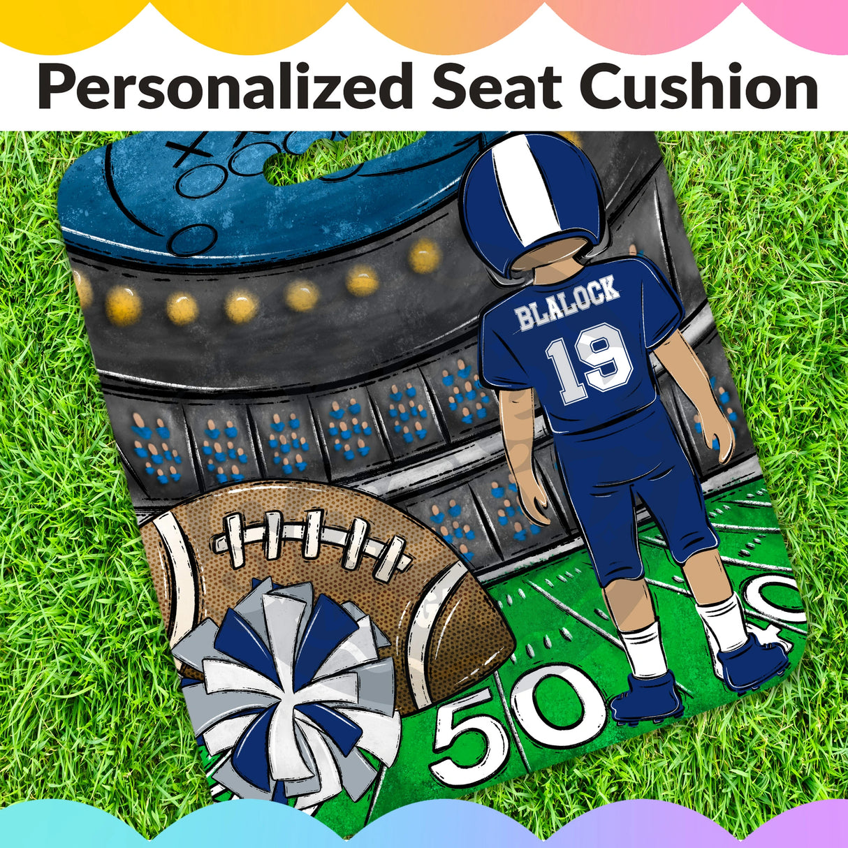 Personalized Football Stadium Seat Cushion - Petite & Sassy Designs