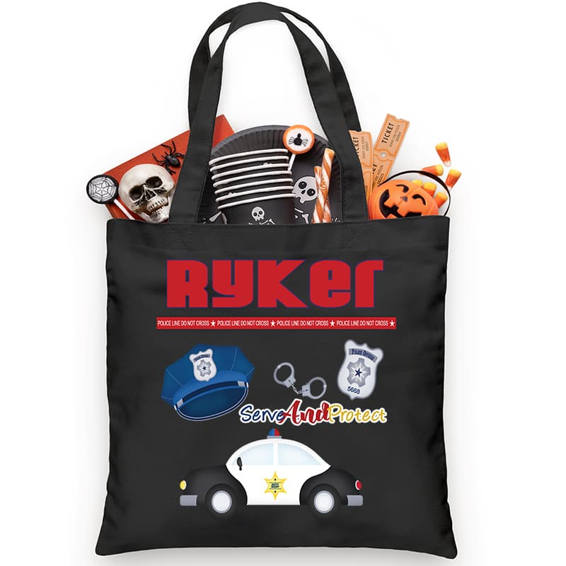 Police Patrol Car Trick or Treat Bag - Petite & Sassy Designs
