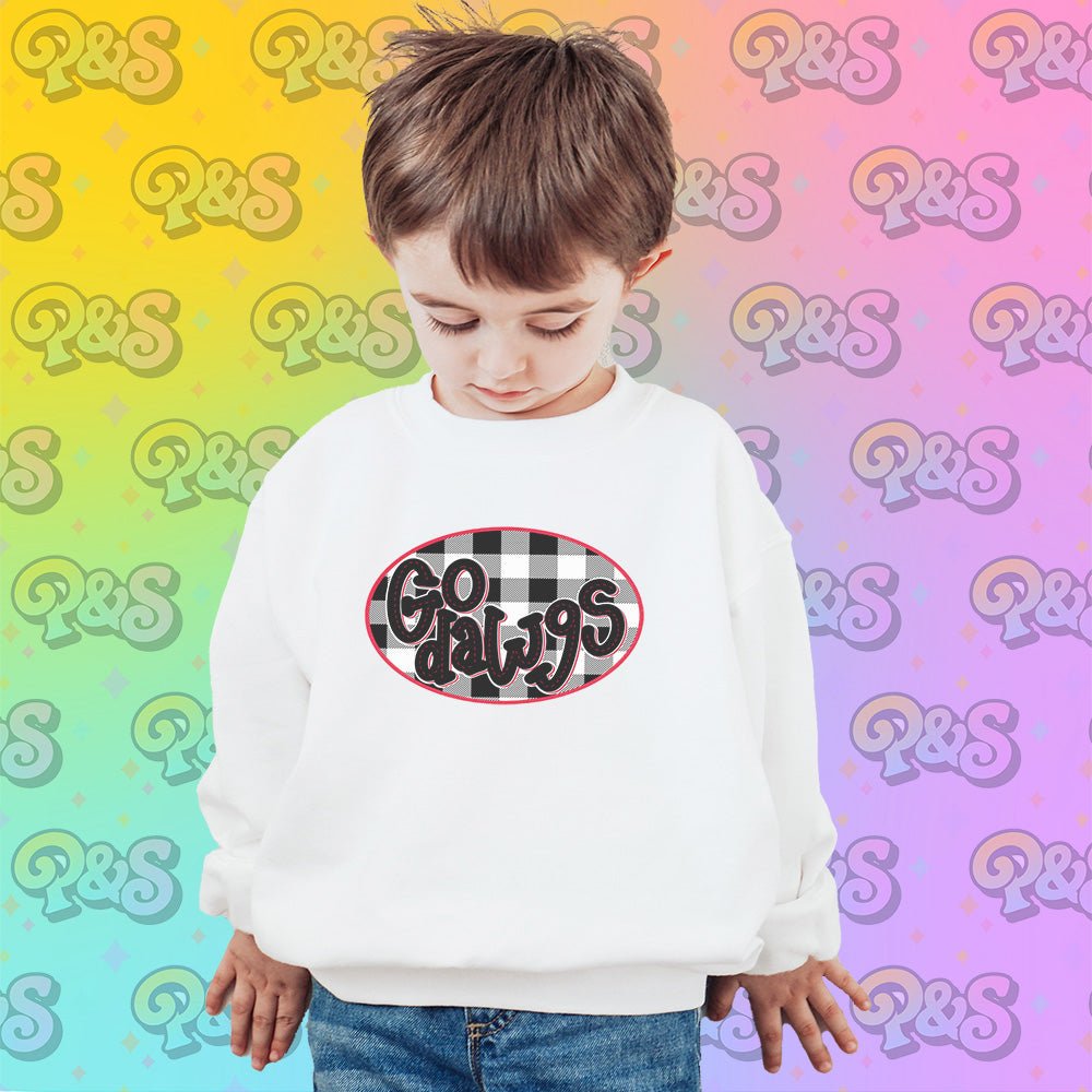 Checkered Go Dawgs Fan Wear Sweatshirt - Petite & Sassy Designs