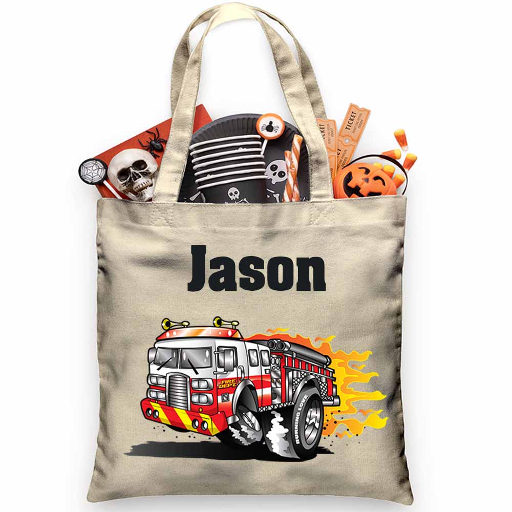 In a Hurry Firetruck Trick or Treat Bag - Petite & Sassy Designs