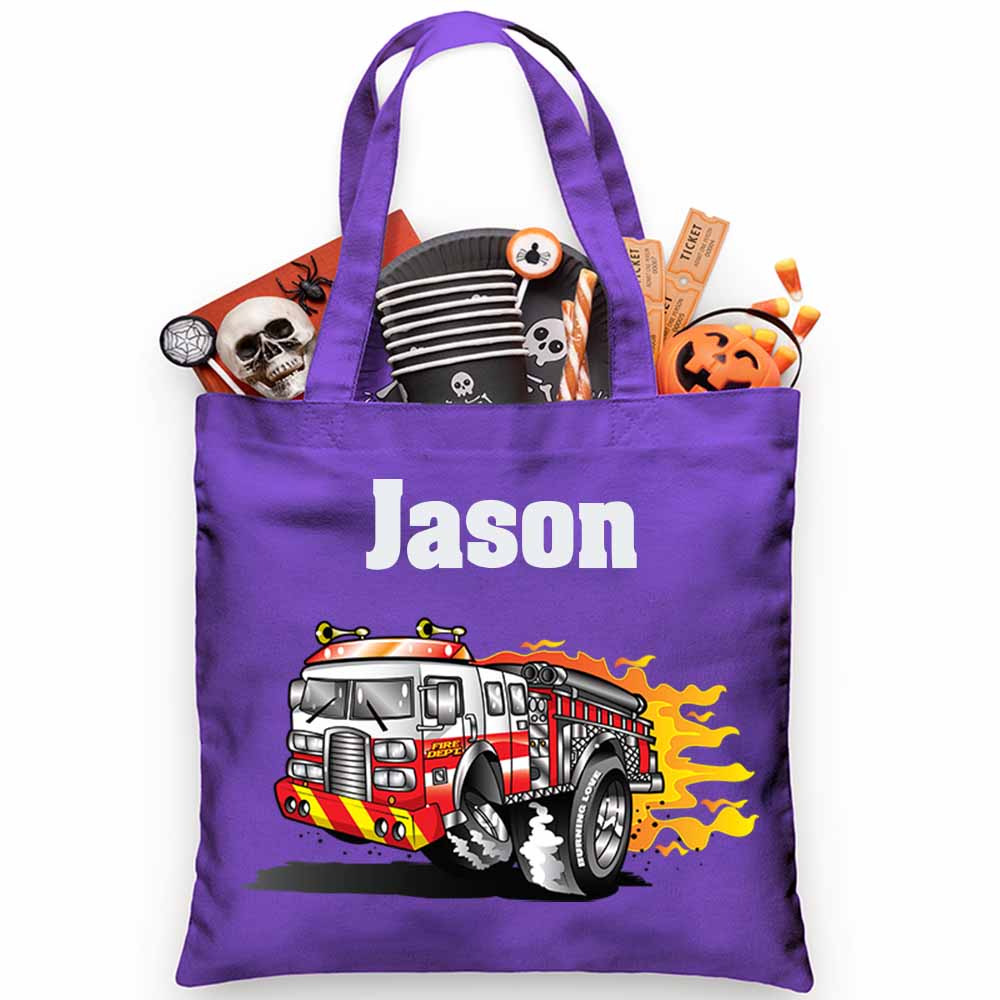 In a Hurry Firetruck Trick or Treat Bag - Petite & Sassy Designs