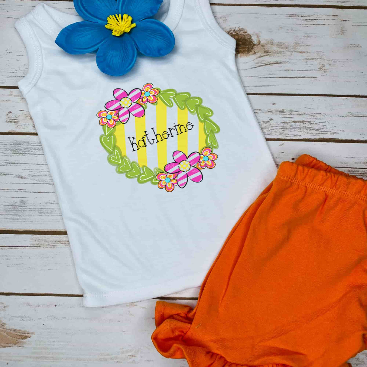 Personalized Fun Floral Summer Tank - Petite & Sassy Designs