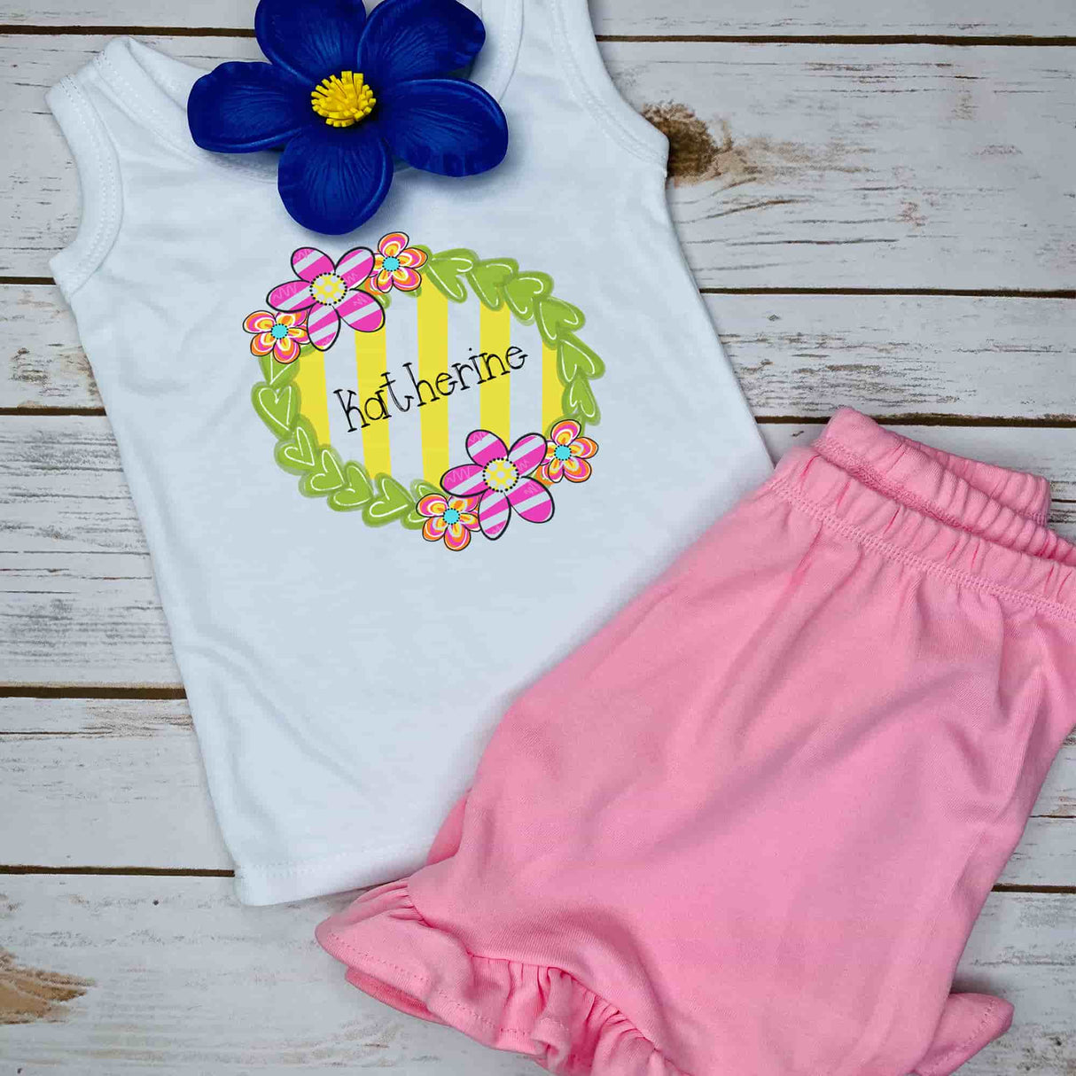 Personalized Fun Floral Summer Tank - Petite & Sassy Designs