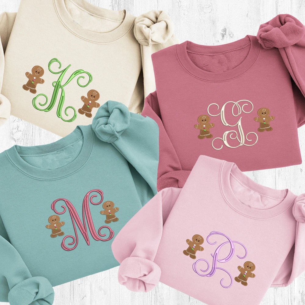 Gingerbread Monogram Sweatshirt - Petite & Sassy Designs