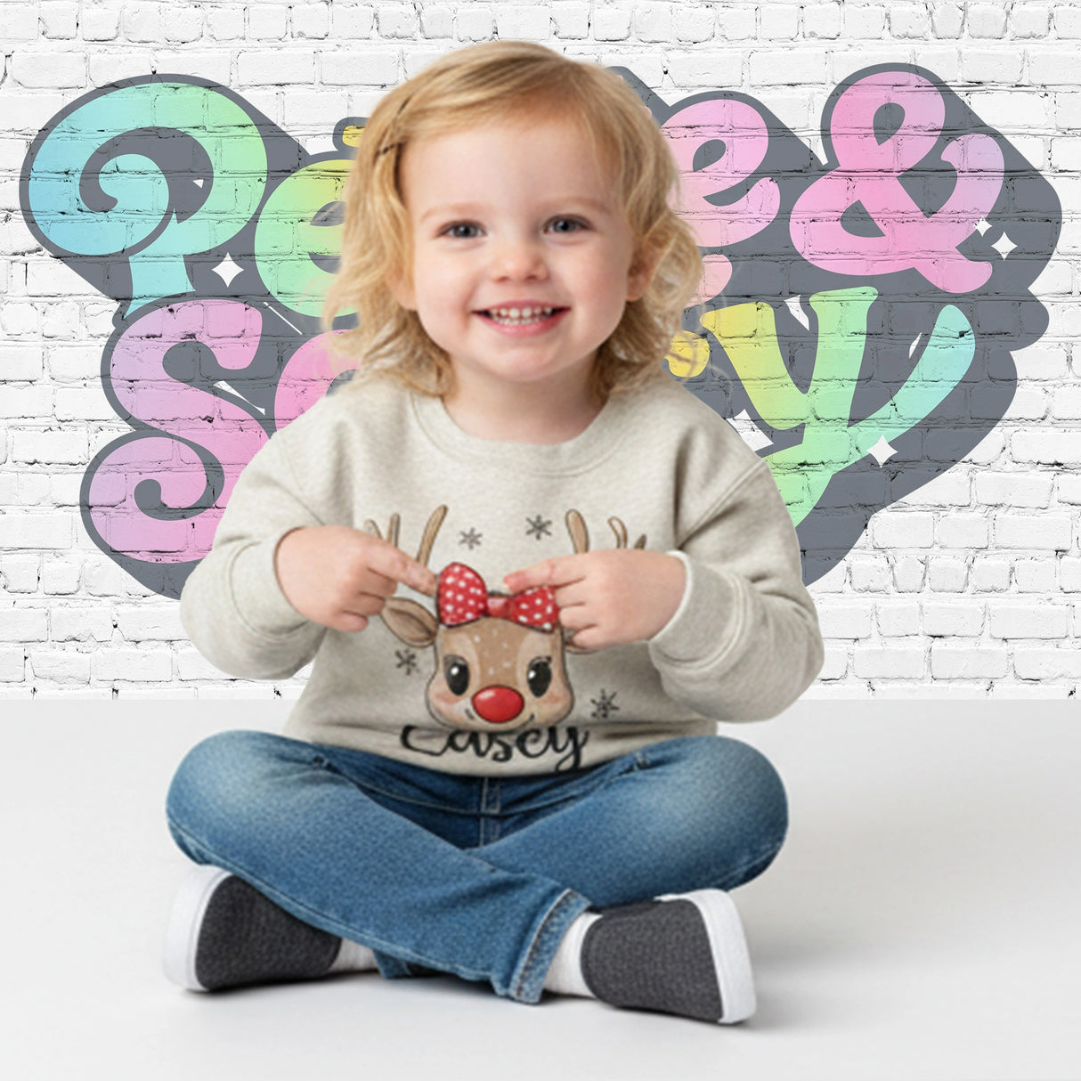 Personalized Christmas Reindeer Sweatshirt - Petite & Sassy Designs