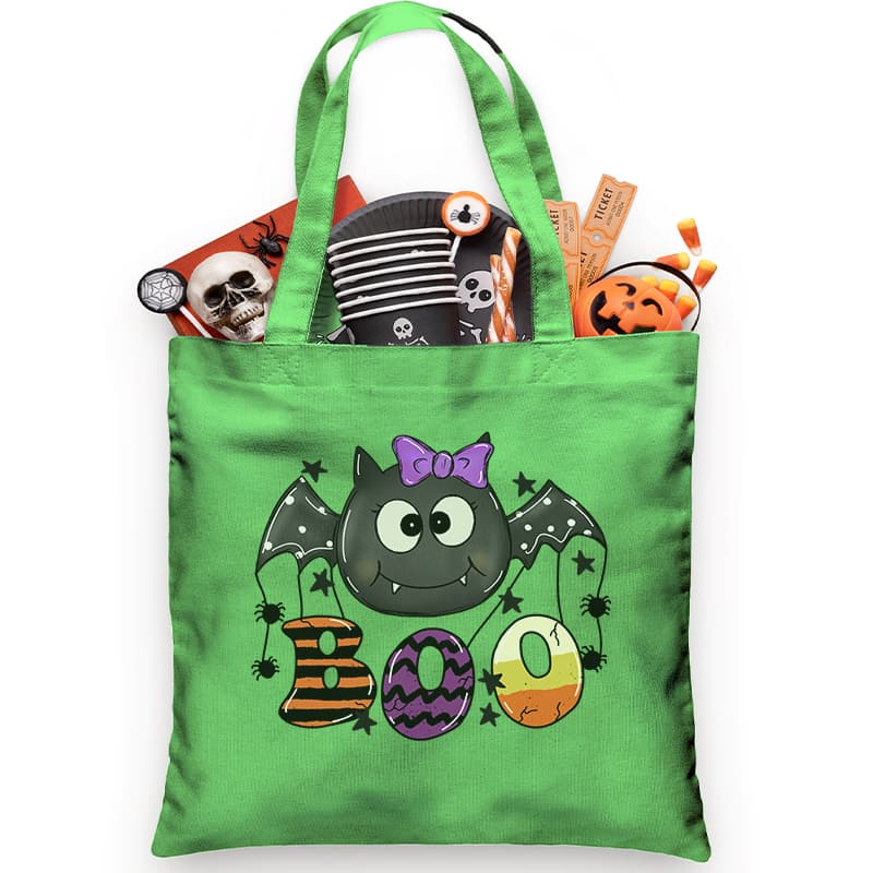 Girl Bat BOO Trick or Treat Bag - Petite & Sassy Designs