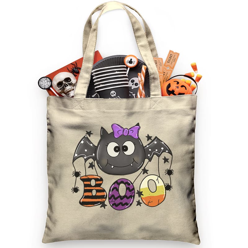 Girl Bat BOO Trick or Treat Bag - Petite & Sassy Designs