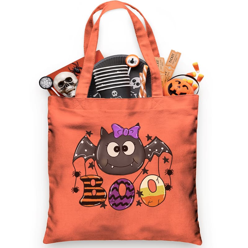 Girl Bat BOO Trick or Treat Bag - Petite & Sassy Designs