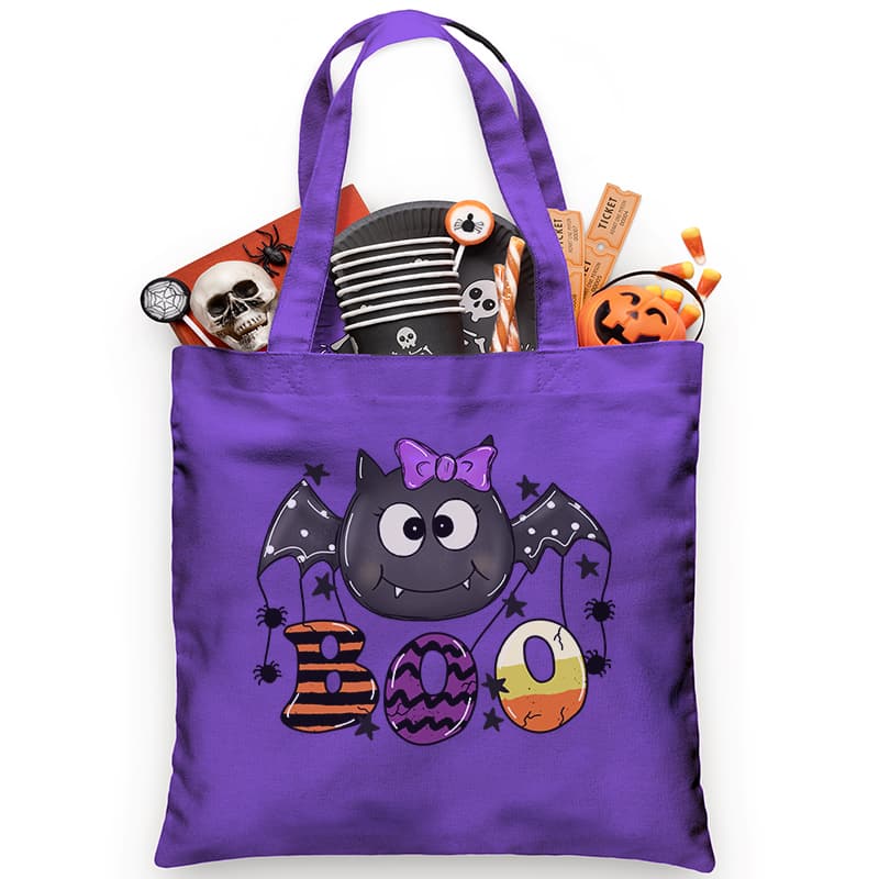 Girl Bat BOO Trick or Treat Bag - Petite & Sassy Designs