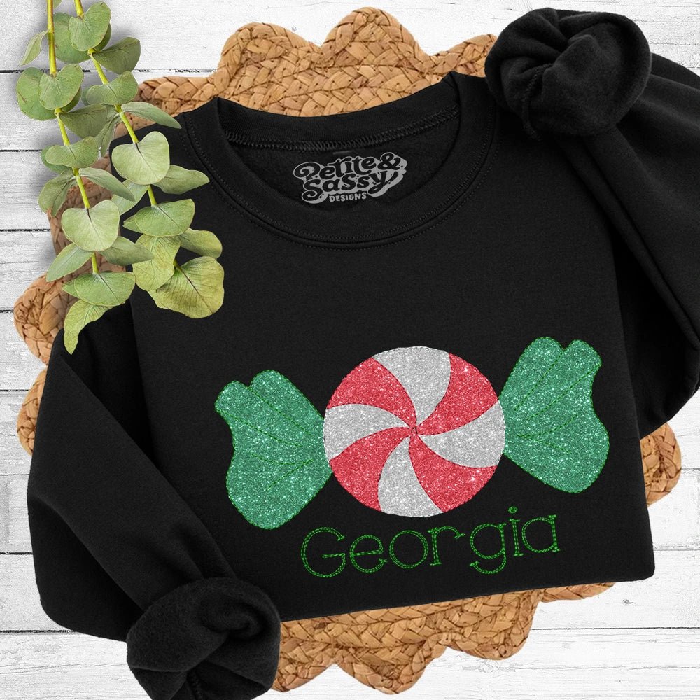 Glitter Peppermint Sweatshirt - Petite & Sassy Designs