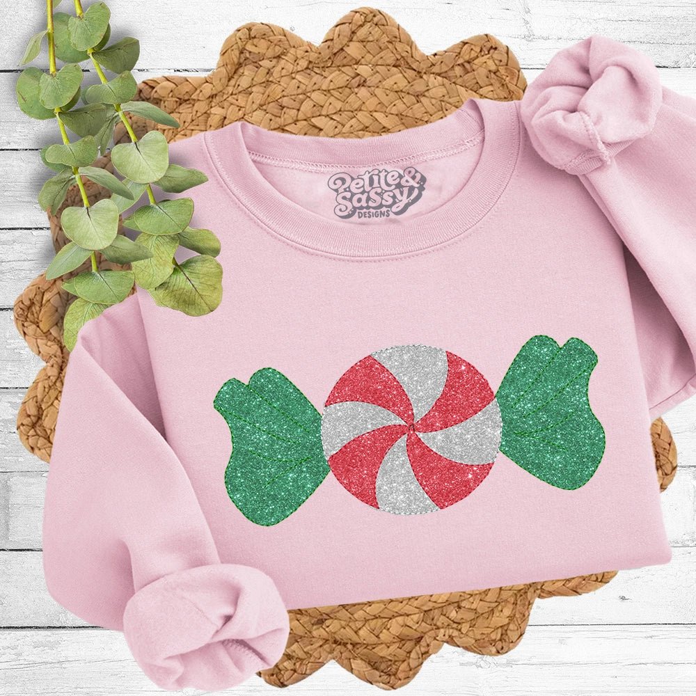 Glitter Peppermint Sweatshirt - Petite & Sassy Designs