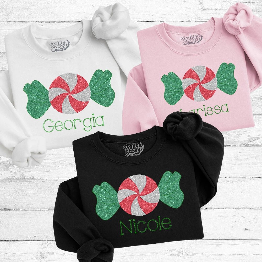 Glitter Peppermint Sweatshirt - Petite & Sassy Designs