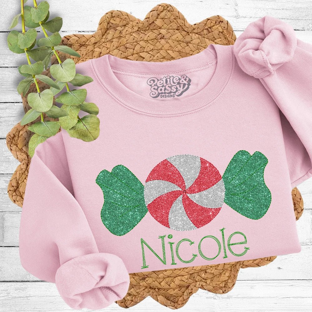 Glitter Peppermint Sweatshirt - Petite & Sassy Designs