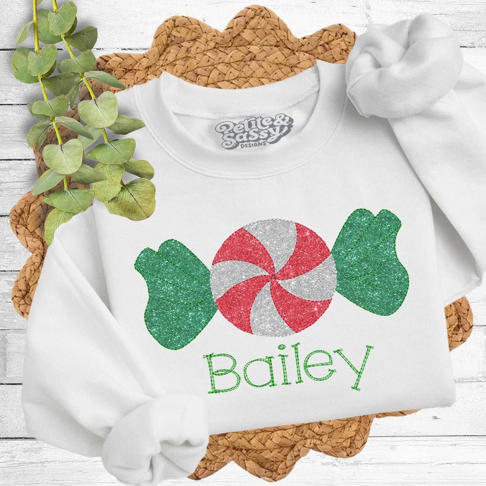 Glitter Peppermint Sweatshirt - Petite & Sassy Designs