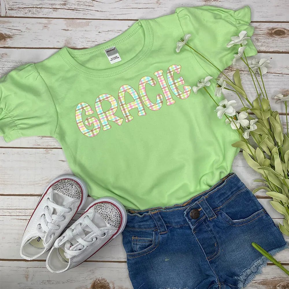 Personalized Plaid Name Toddler Romper - Petite & Sassy Designs