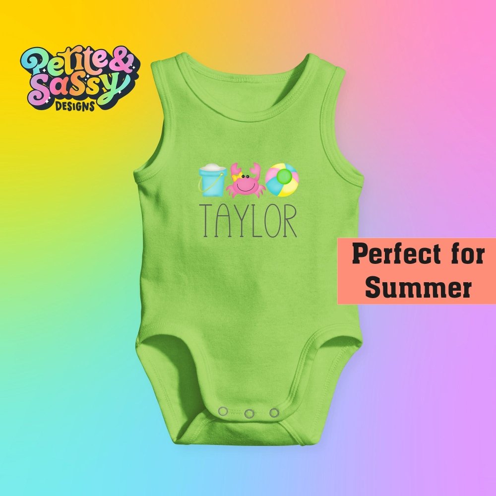 Personalized Beach Trio Tank Bodysuit