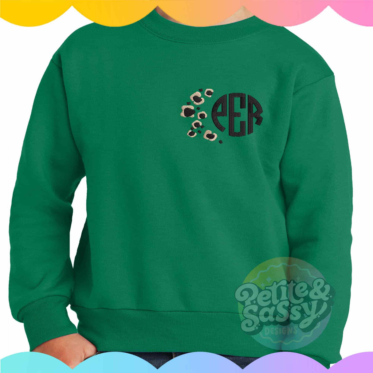 Leopard Monogram Sweatshirt - Petite & Sassy Designs