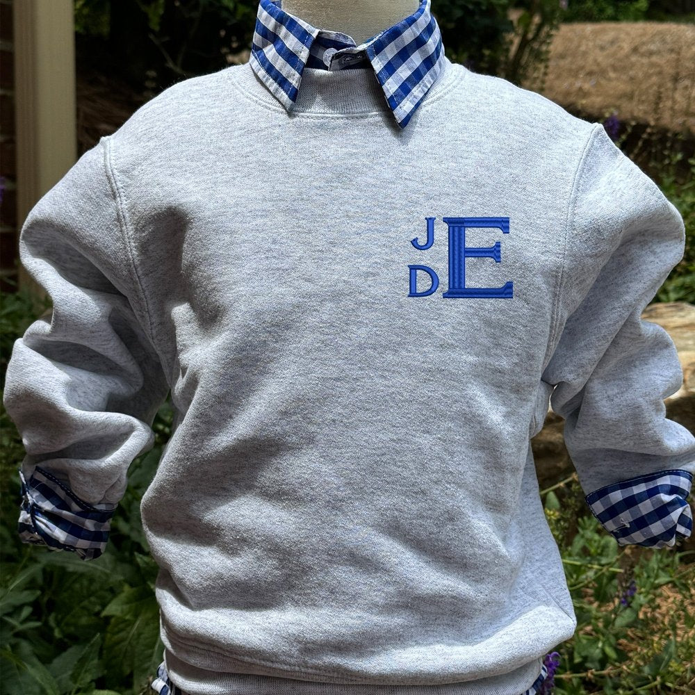 Kids Crewneck Stacked Monogram Sweatshirt - Petite & Sassy Designs