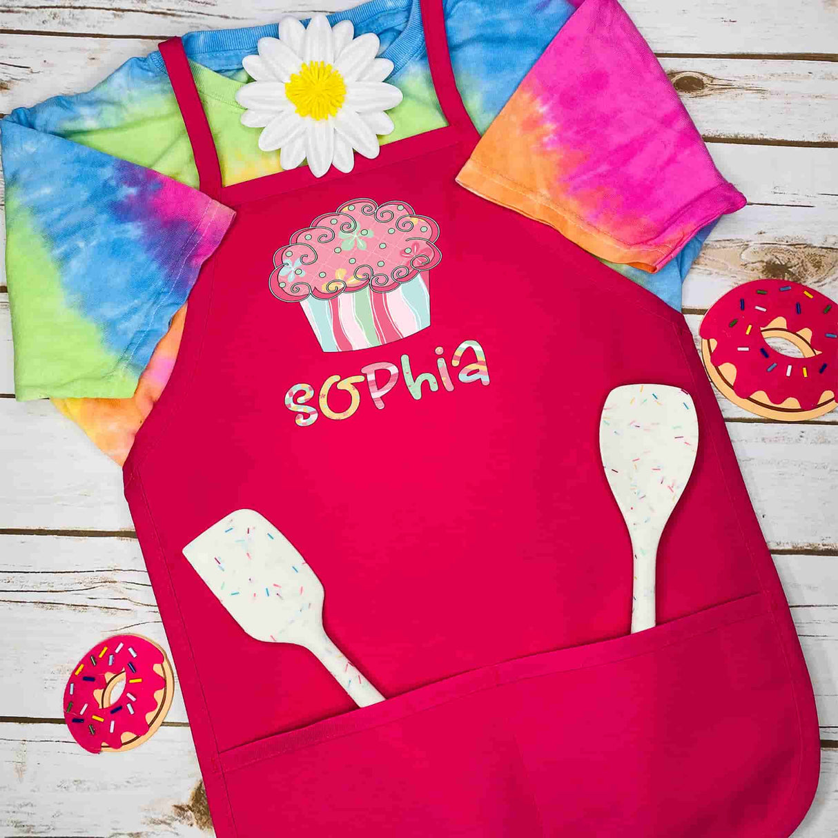Personalized Kids Apron Cupcake Patterned Name Apron - Petite & Sassy Designs