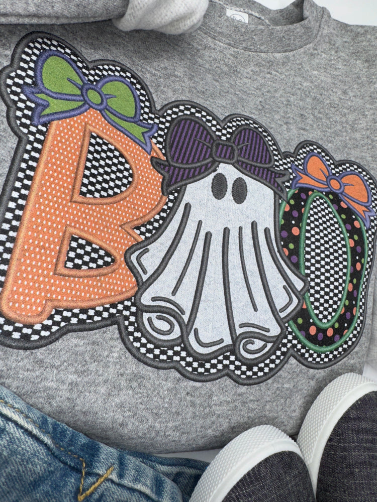 BOO Faux Applique Sweatshirt - Petite & Sassy Designs