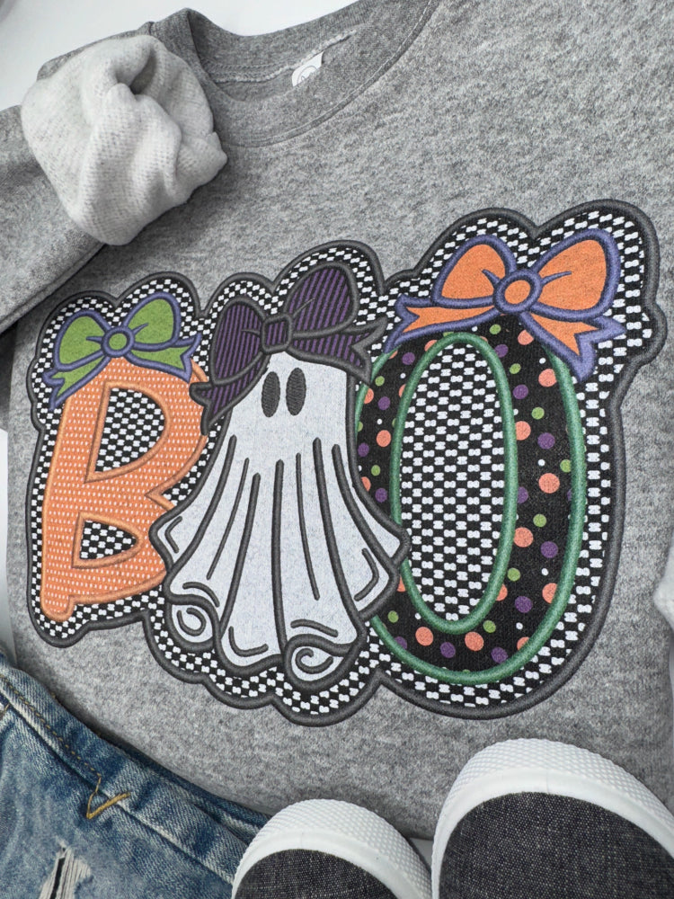 BOO Faux Applique Sweatshirt - Petite & Sassy Designs