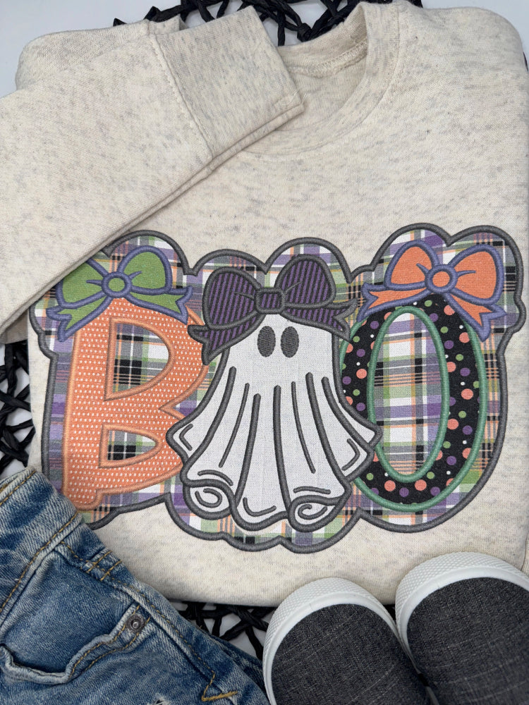 BOO Faux Applique Sweatshirt - Petite & Sassy Designs