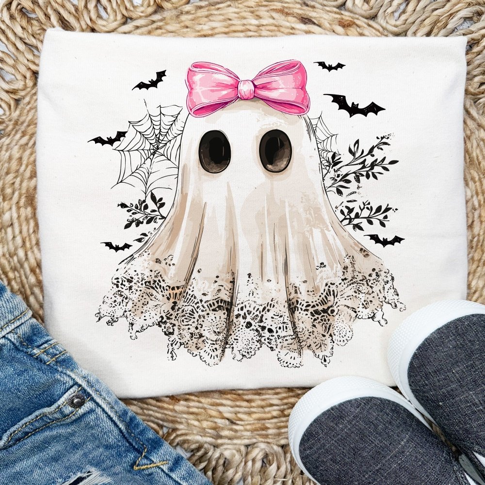 Lace Ghost Sweatshirt – Cute Halloween Fleece Pullover - Petite & Sassy Designs