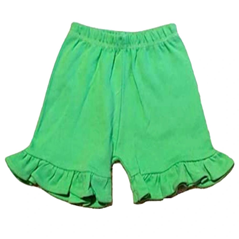 Lime Green Ruffle Hem Shorts - Petite & Sassy Designs
