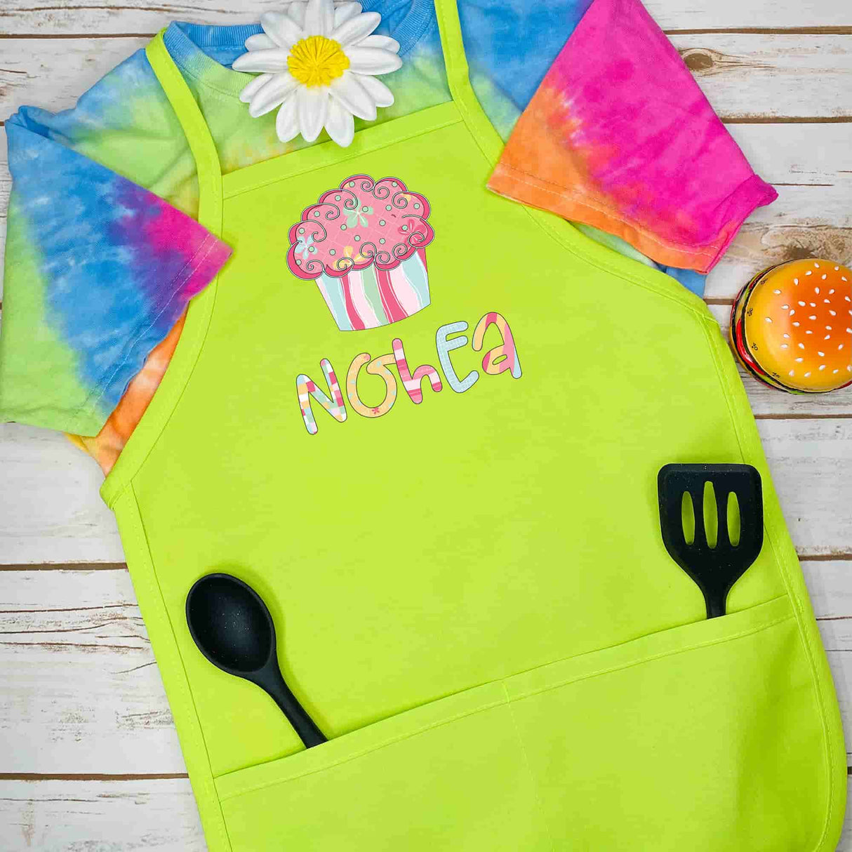 Personalized Kids Apron Cupcake Patterned Name Apron - Petite & Sassy Designs