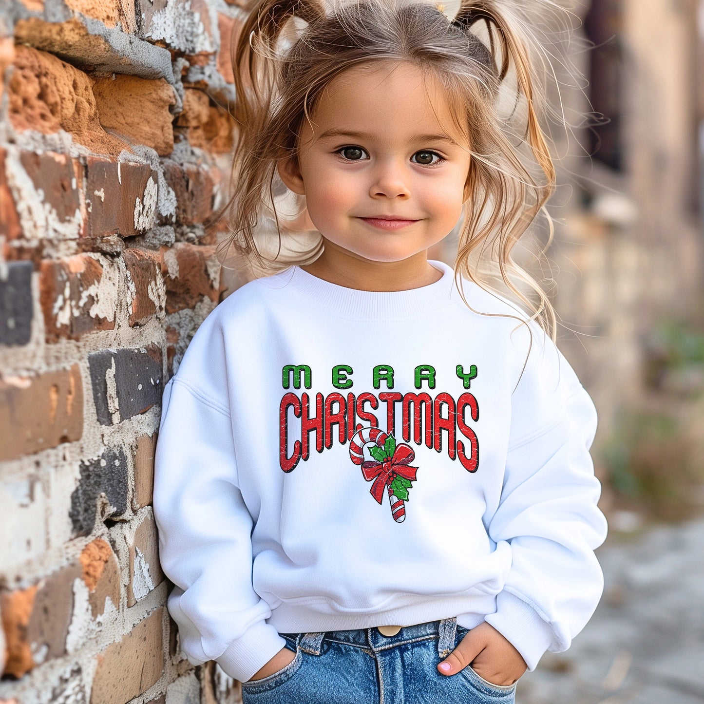 Merry Christmas Candy Cane Sweatshirt - Petite & Sassy Designs