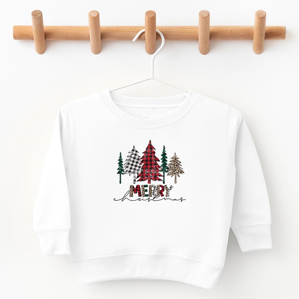 Merry Christmas Plaid Trees Sweatshirt - Petite & Sassy Designs