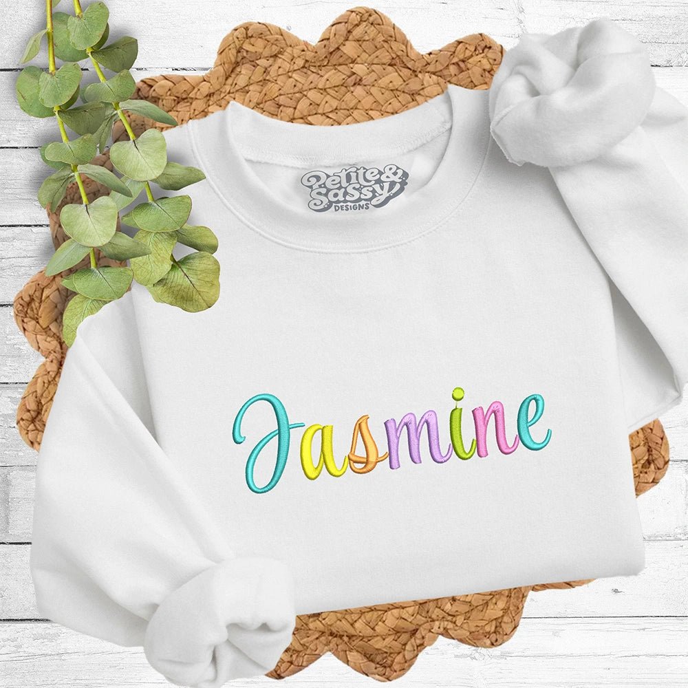 Custom Multi Color Name Sweatshirt - Petite & Sassy Designs