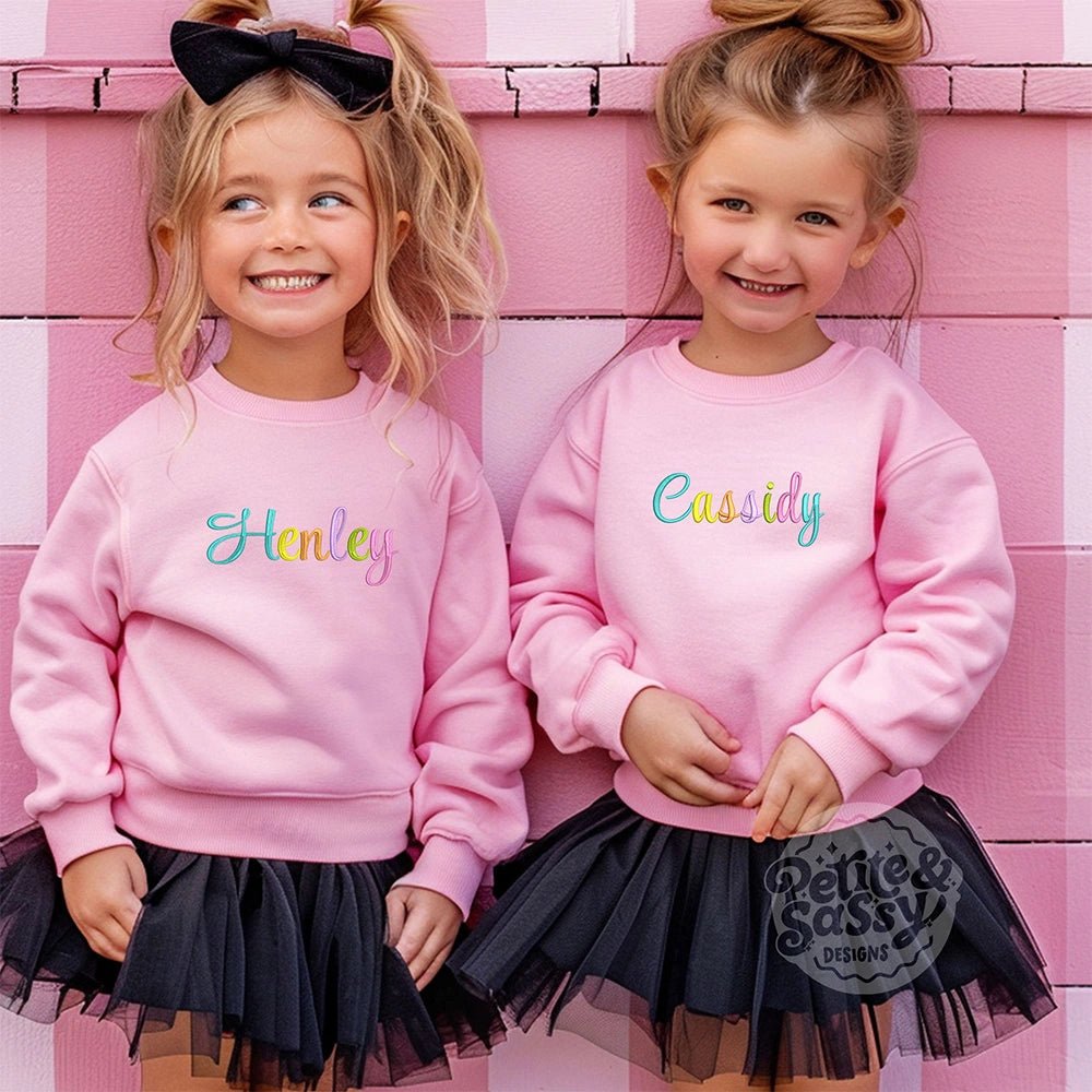 Custom Multi Color Name Sweatshirt - Petite & Sassy Designs