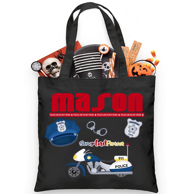 Motorcycle Cop Trick or Treat Bag - Petite & Sassy Designs